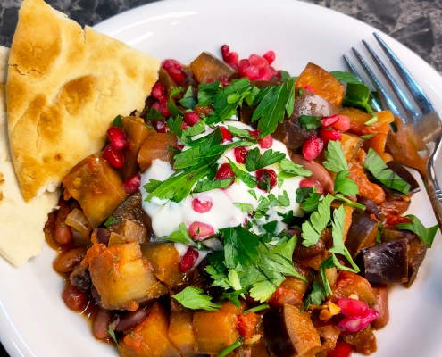 Stoofschotel met aubergine